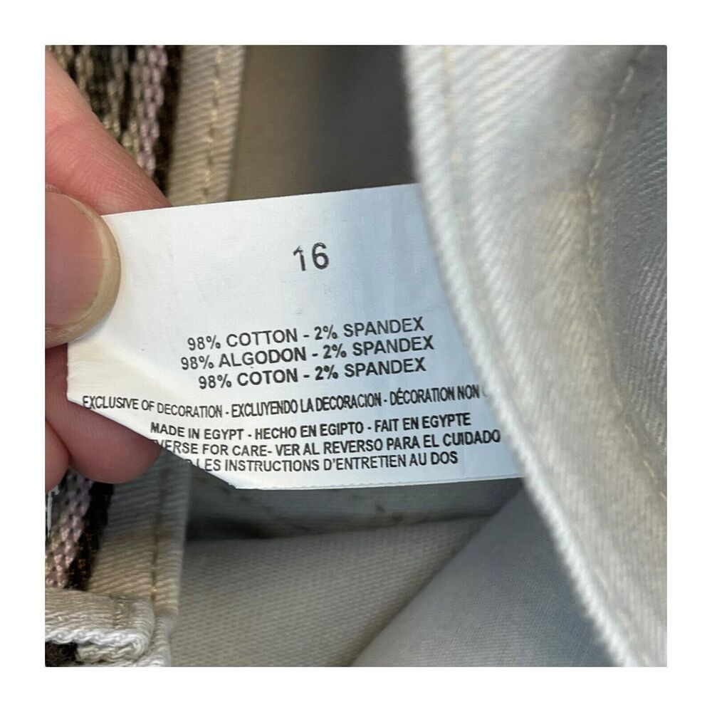 Gloria Vanderbilt Amanda Capri Jeans Womens 16 Ivory Cotton Stretch Belted Waist - Picture 8 of 8